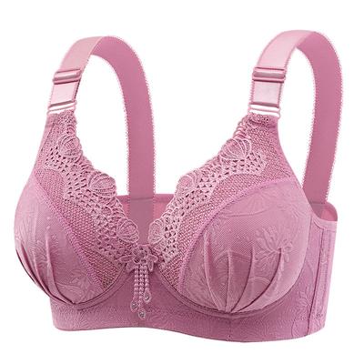 Wire-free Luxury Jacquard Lace Bra with Side-support and Lift, Featuring Thin Cups and Breathable Construction.