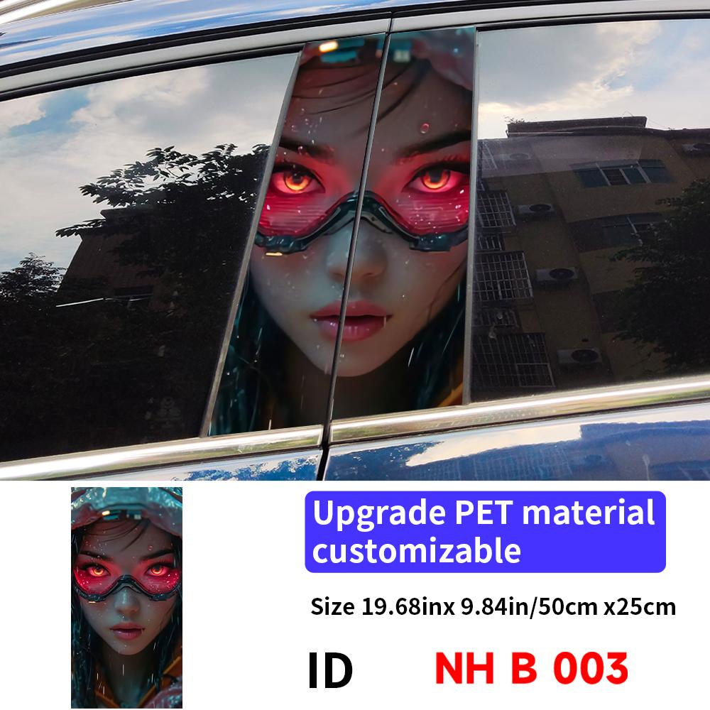 Cyberpunk Girl Car Stickers Waterproof DIY Auto B-pillar Protective Decor Cover Scratches Universal Vehicle Decals Accessories