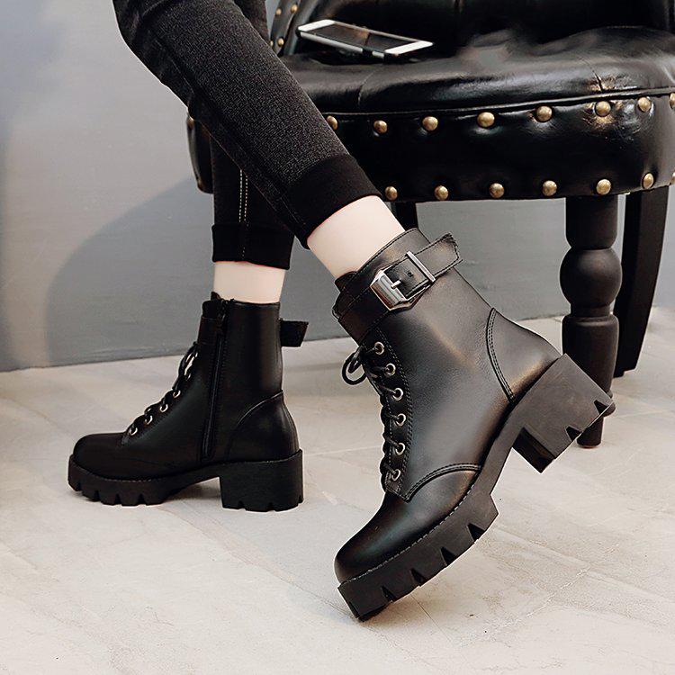 woman Spring 2024 New High-heeled PU  boots Zip Women's boots Cross straps Boots Thick with Fashion Classic 548