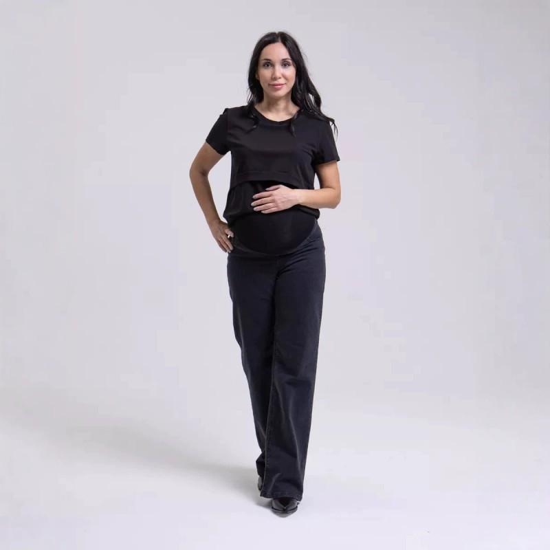 Maternity High Waist Jeans Loose Wide Leg Pants Slim Casual Wear