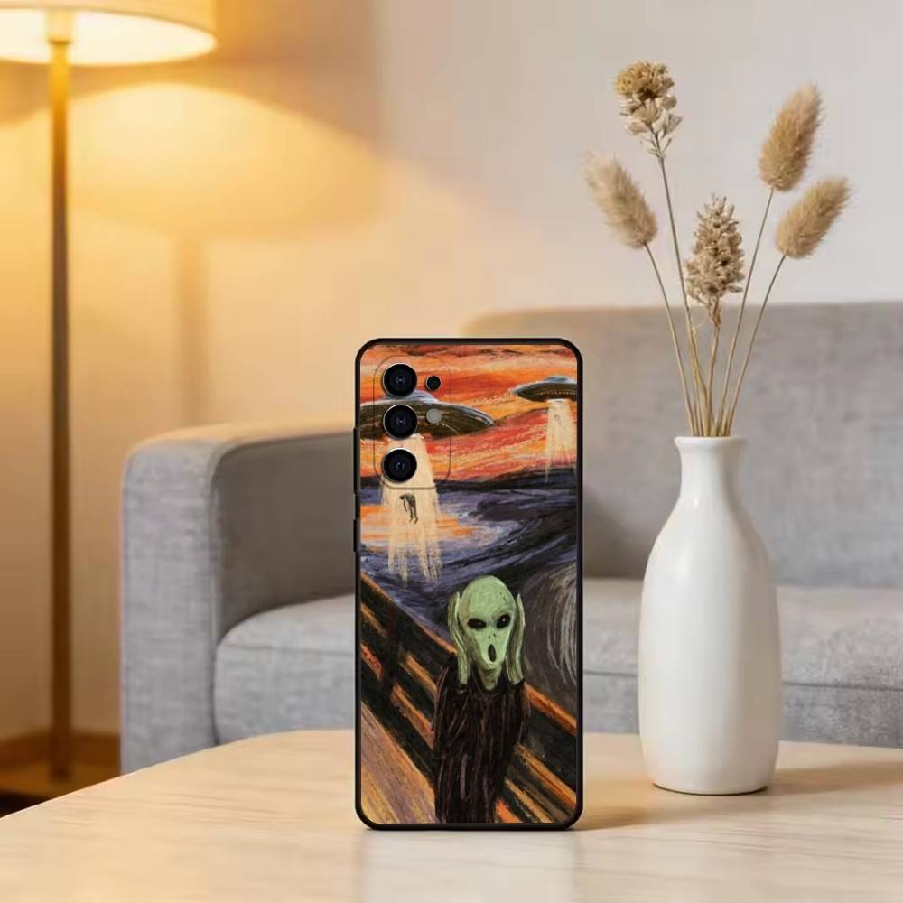 F-Funny A-Alien Phone Case Black Silicone Soft For Samsung S25,S24,S21,S22,S23,S30,Ultra,S20,Plus,Fe,Lite