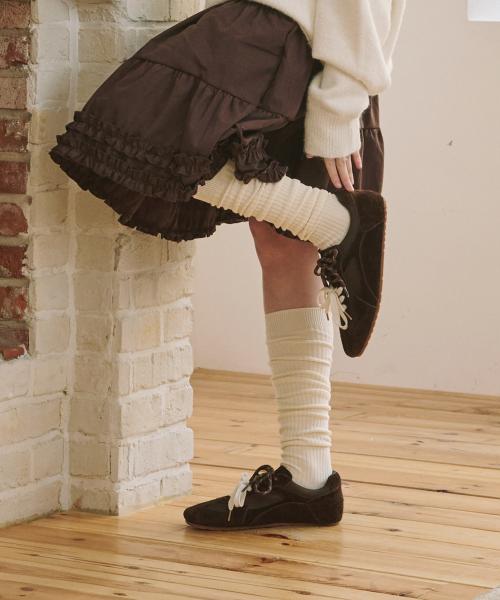 [Elizabeth Stuart] Clearance Double Strap Suede Leather Sneakers [EBAL57508]