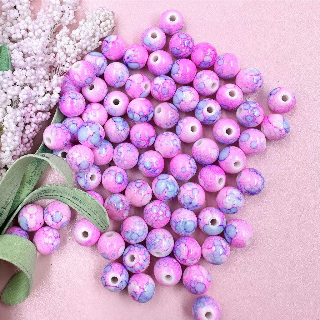 Zubehör für die Herstellung von Halsketten, DIY, farbiges Acryl, modisch, 50 Stück, 8 mm, lose Perlen, kleine Perlen, Armband