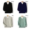 GDenFrog Winter Knit Long Solid Ribbed Knit Cashmere Spring Men's V-Neck Sweater, 100% Wool, Sleeve, Color, Warm, Sweater, Business, Casual, Autumn,