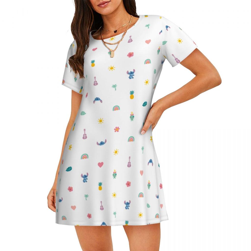 Casual Loose Crew Neck Women's Fashion Print Casual Dresses