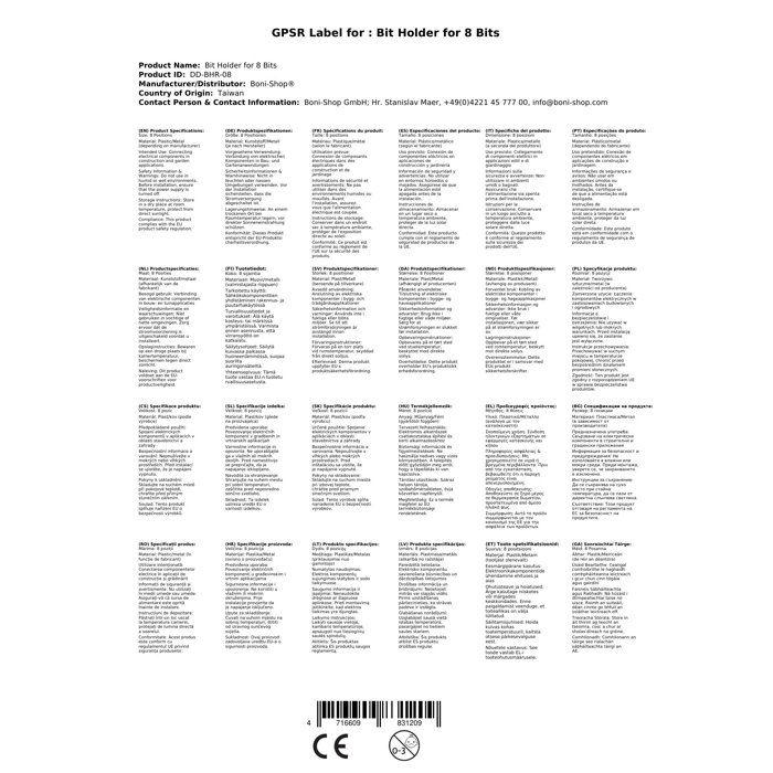 Bit Holder - BONI-SHOP® - 8 Bits - Plastic - 8 Compartments - Black