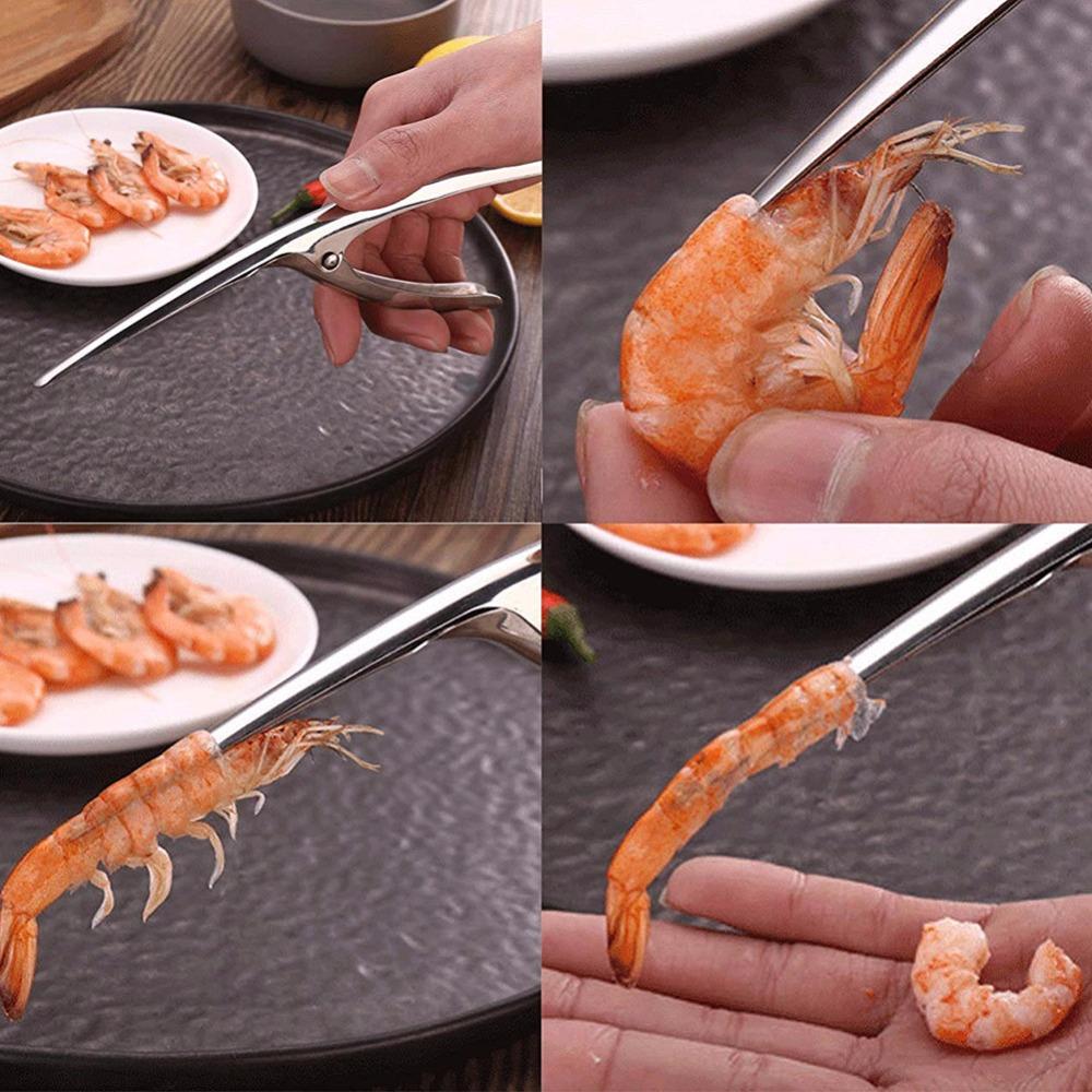 Stainless Steel Shrimp Peeler Prawn Shrimp Deveiner Fishing Knife Lobster Shell Remover Peel Device Kitchen Seafood Tools