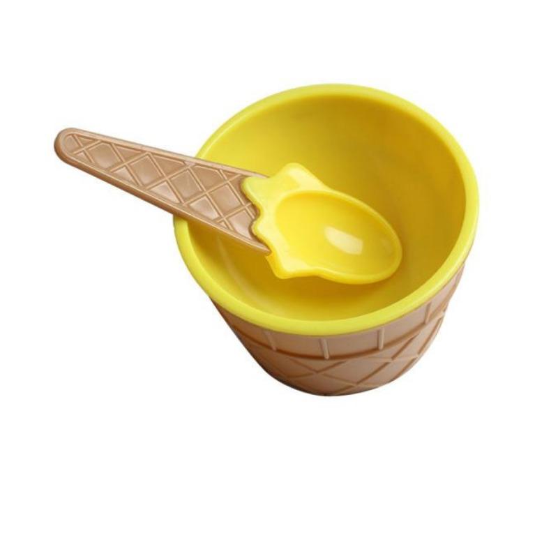 1Set Kids Ice Cream Bowl Spoon Set Durable Children Gifts Lovely Dessert Bowl DIY Ice Cream Tools Icecream Bowl+spoon
