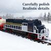 Elektrischer Schienenbahnzug Schienenauto mit Licht Geräuschen Simulation Retro Modellbahnen Klassisches Eisenbahn Güterzug Set für Kinder Geschenke
