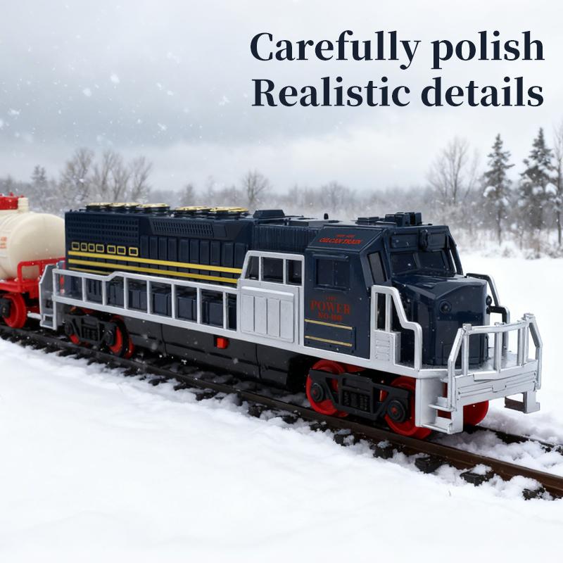 Elektrischer Schienenbahnzug Schienenauto mit Licht Geräuschen Simulation Retro Modellbahnen Klassisches Eisenbahn Güterzug Set für Kinder Geschenke