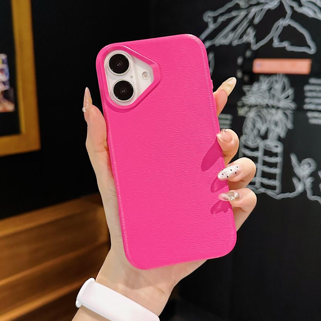 16PRO leather rabbit material mobile phone case is suitable for Apple 16 fashionable and simple 15promax protective case, anti-drop solid color