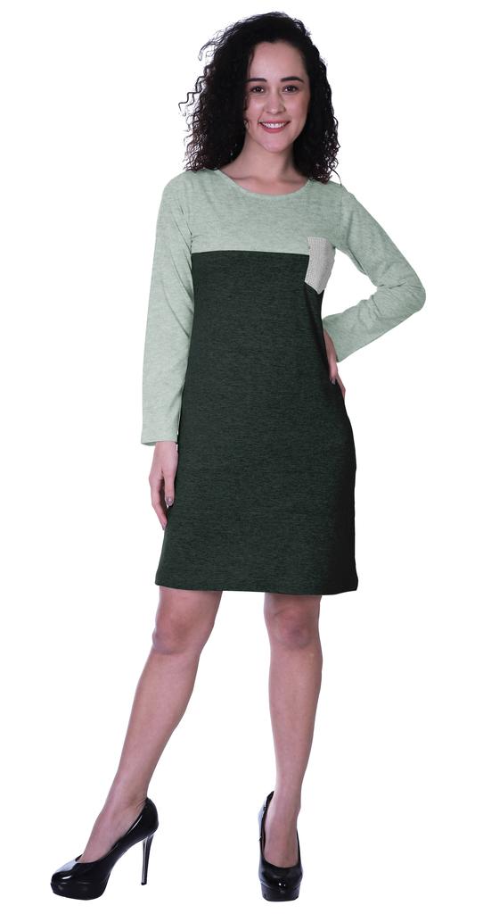 Moomaya Womens T-shirt Dress Full Sleeve Sequin Patch Pocket Summer Dresses