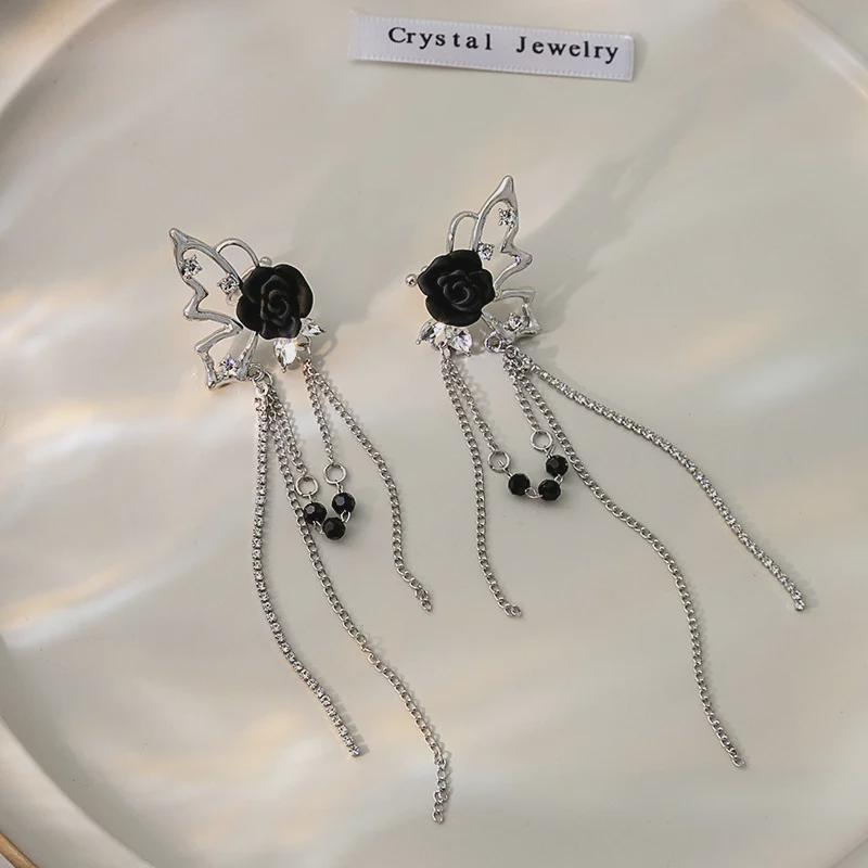 Clipuri Elegante cu Ciucuri Fluturi - Fără Găuri, Stil Roz Dulce Închis