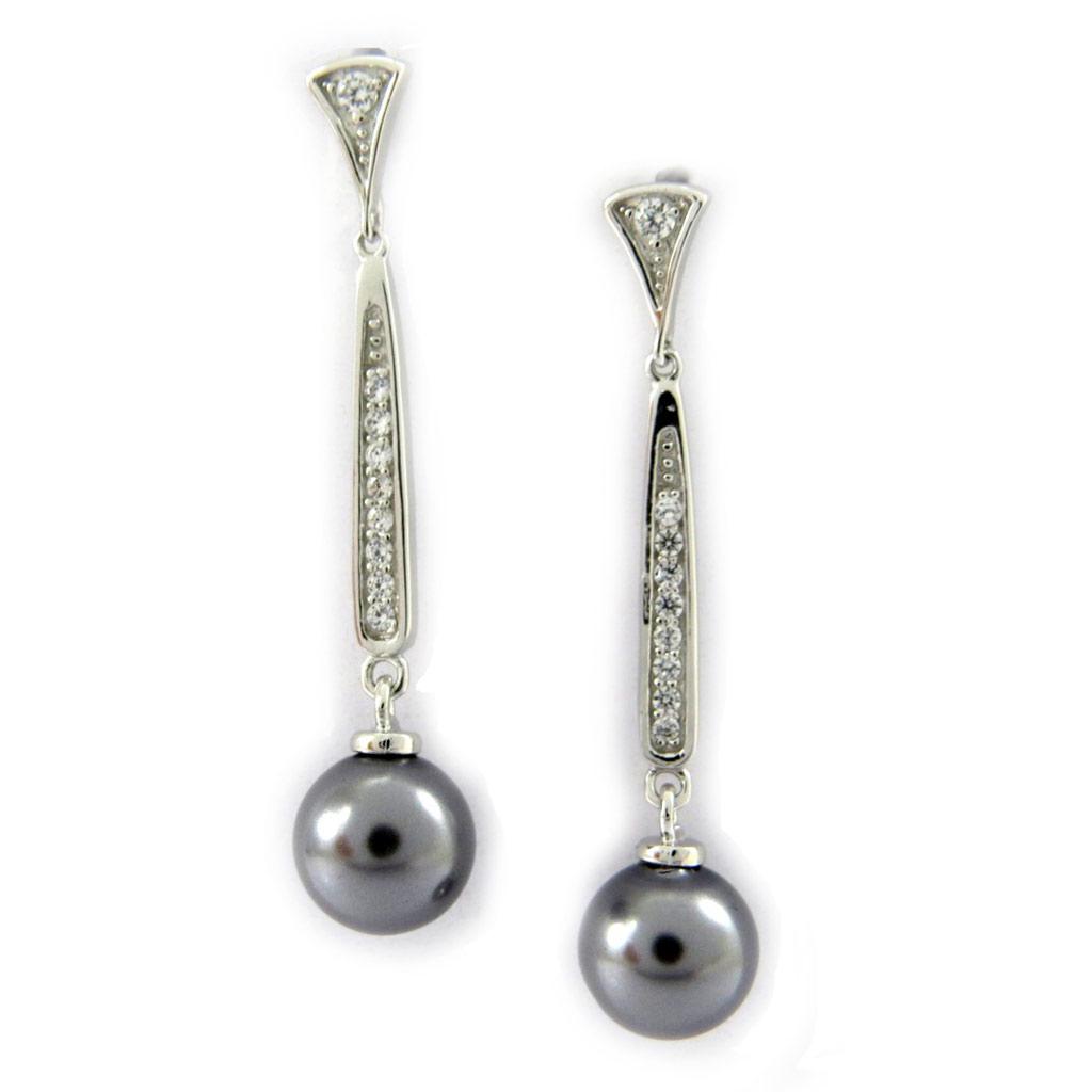 Les Trésors De Lily [L7454] - Boucles Argent 'Sissi' gris argenté (rhodié) - 30x8 mm