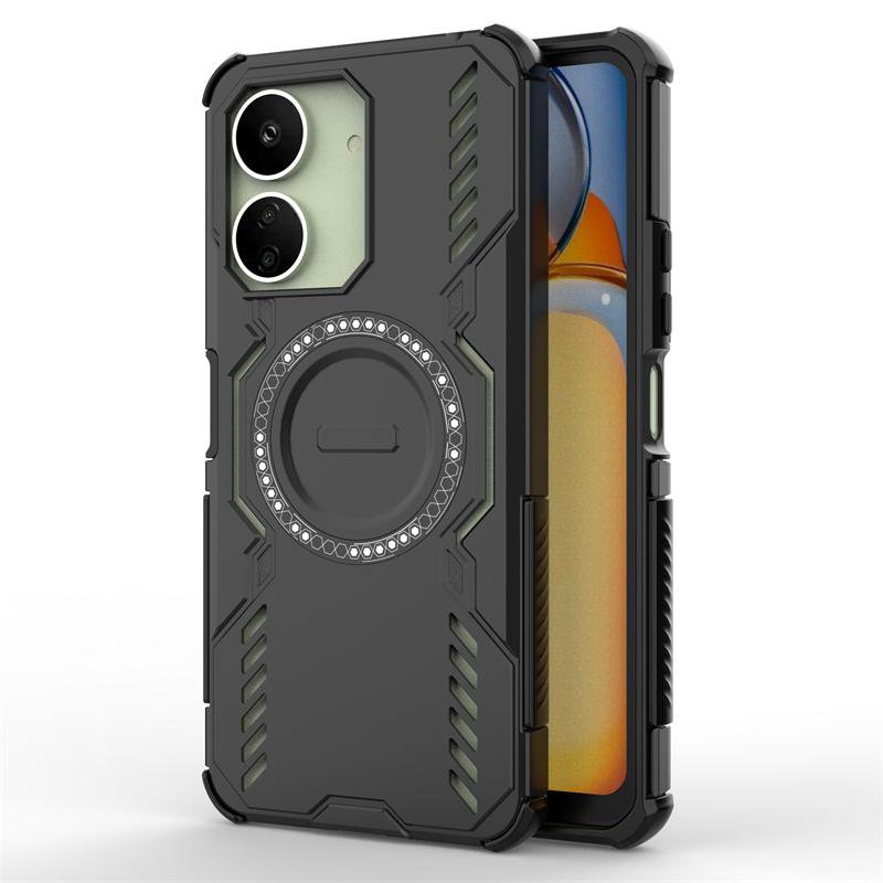 Shockproof Armor Case For Xiaomi Redmi 13C Magnetic Adsorption Wireless Charge Cover Redmi 13C Case For Redmi 13C Case 6.74 Inch