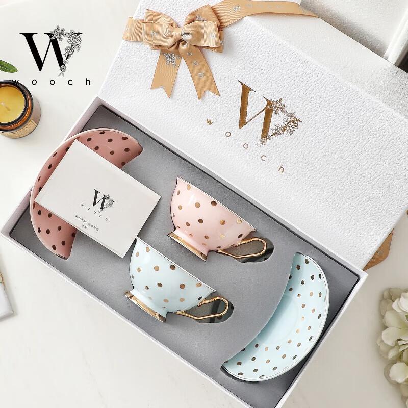 

WOOCH Elegant French Polka Dot Ceramic Cup & Saucer Gift Set