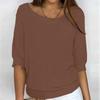 2026 Women's Solid Color Round Neck Knitwear Three-Quarter Sleeve Top
