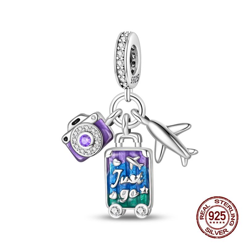 Klassischer Kupfer Eiffelturm Koffer Berühmte Sehenswürdigkeiten Charms Perlen Passend für 3mm Original Armbänder DIY Schmuck Geschenk