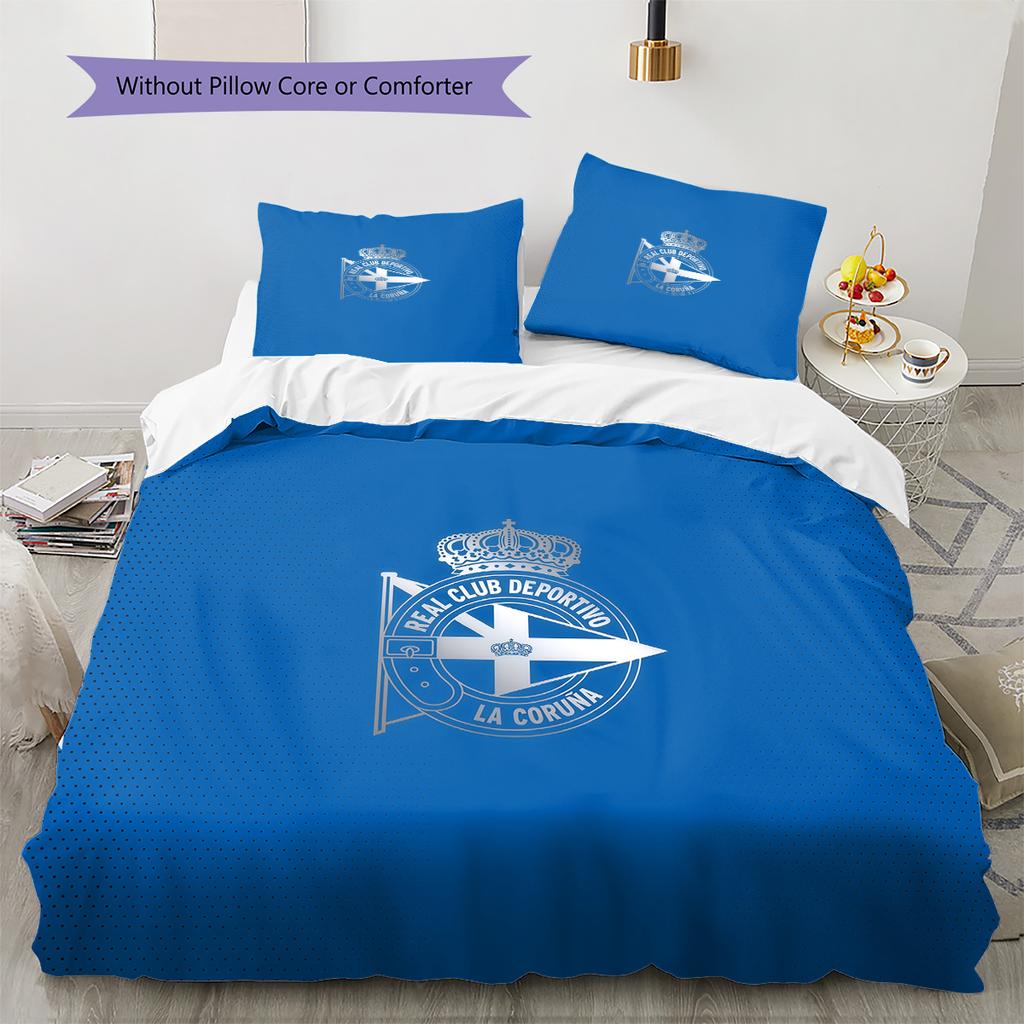 Real Club Deportivo de La Coruña Pattern Bedding Quilt Set Home Decoration Gift (1 * duvet cover + 2 * pillowcase without core).xwn