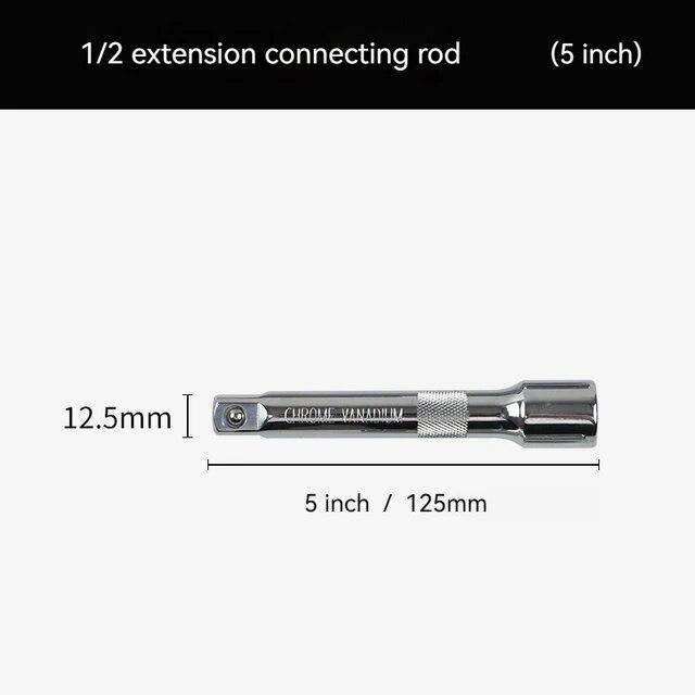 1/4 3/8 1/2 Socket Ratchet Wrench Extension Bar 50/75/100/125/150/250mm Long Bar Steering Sleeve Connecting Rod Accessories