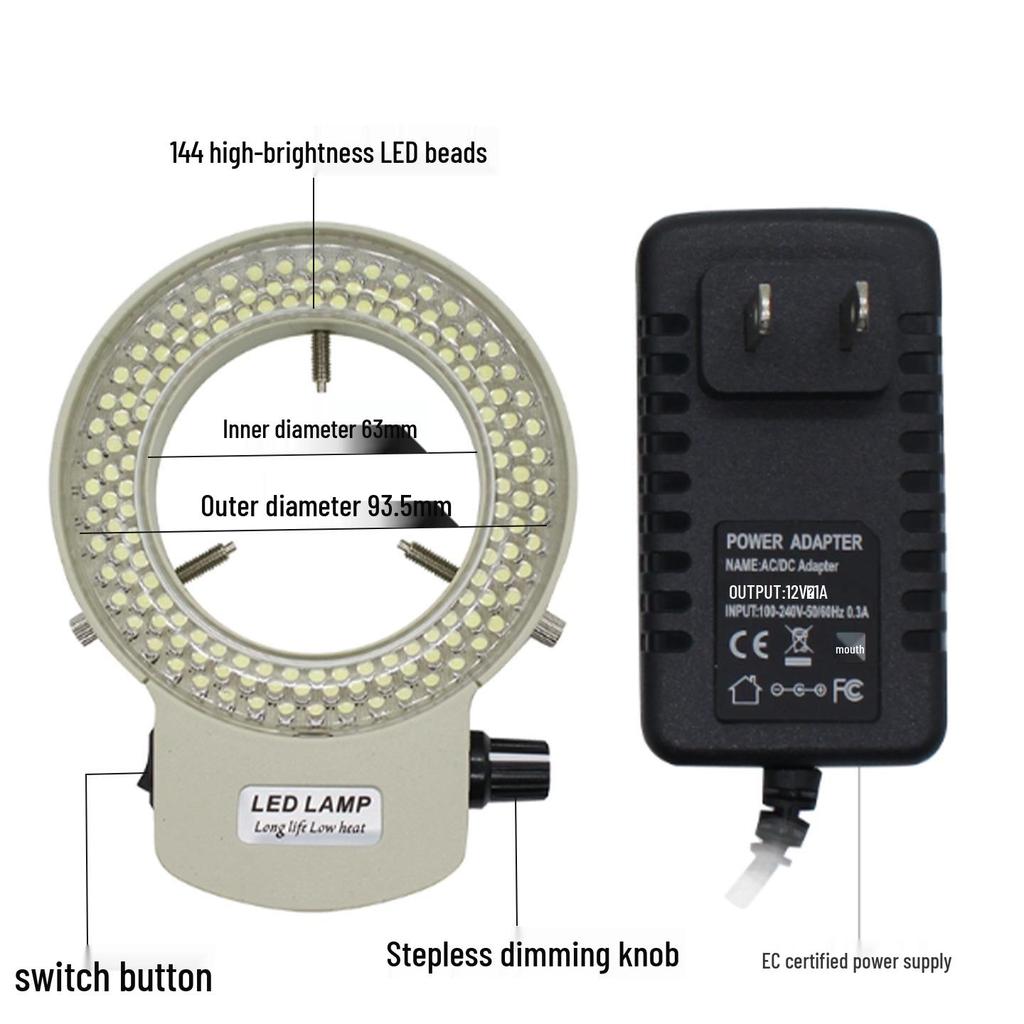 144 LED Microscope Ring Light, Adjustable and CE Certified for Industrial Cameras