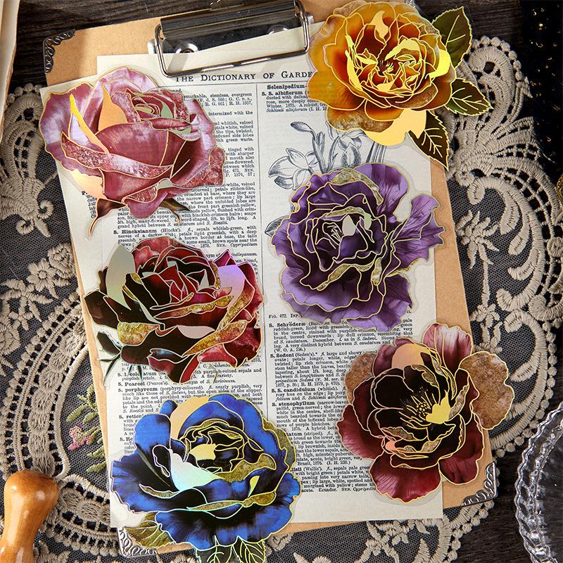 Vintage Gothic Floral Sticker Pack - Hot Stamping Series for Journals & Decorations