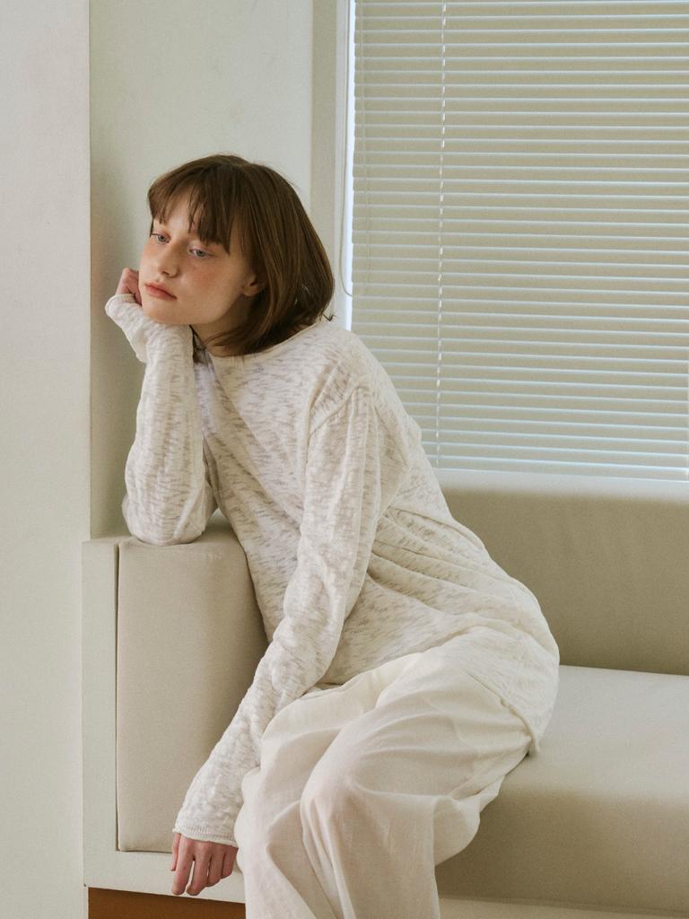 TINKNIT Button Slub Knit_Ivory
