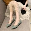 Fashion 2025 New Summer Rivet Pointed Toe Soft Sole Scoop Shoes Women's Shallow Mouth Inside Heightening Single Shoes Versatile
