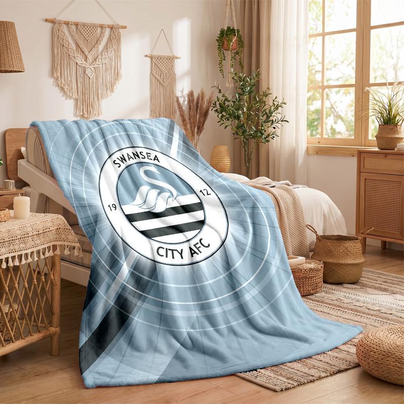 Coperta in Pile a Tema Swansea City Morbida e Accogliente in Peluche per Camera da Letto Divano Viaggio