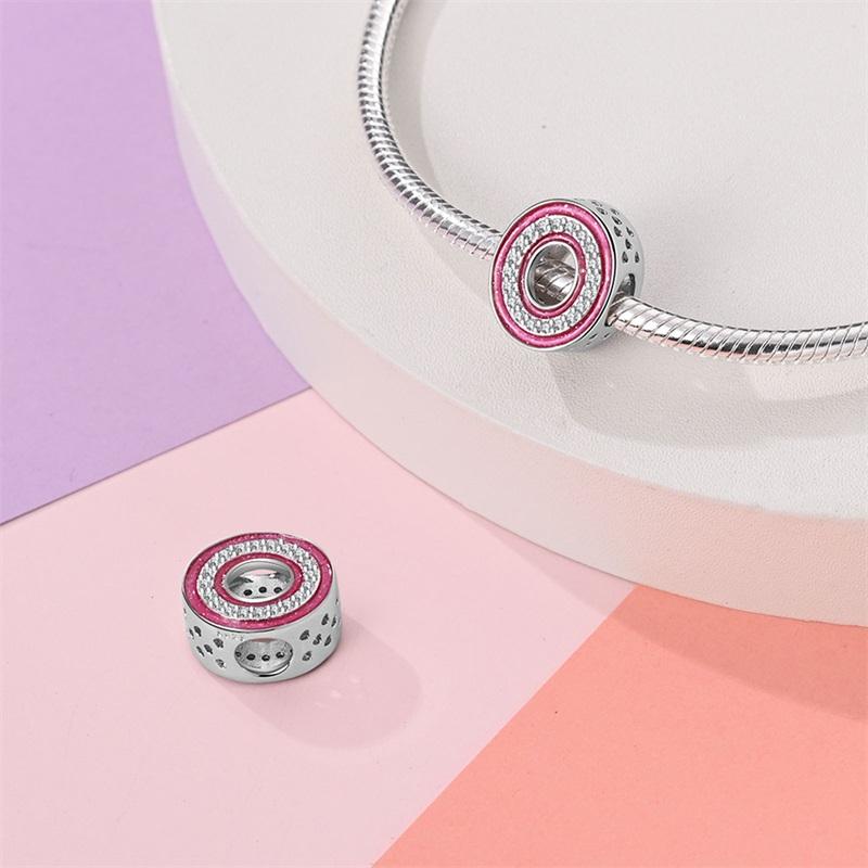 925 Silver Romantic Pink 26 Letters DIY Love Charms Beads Fit Qikaola 925 Original Bracelets Fine Birthday Jewelry Gift