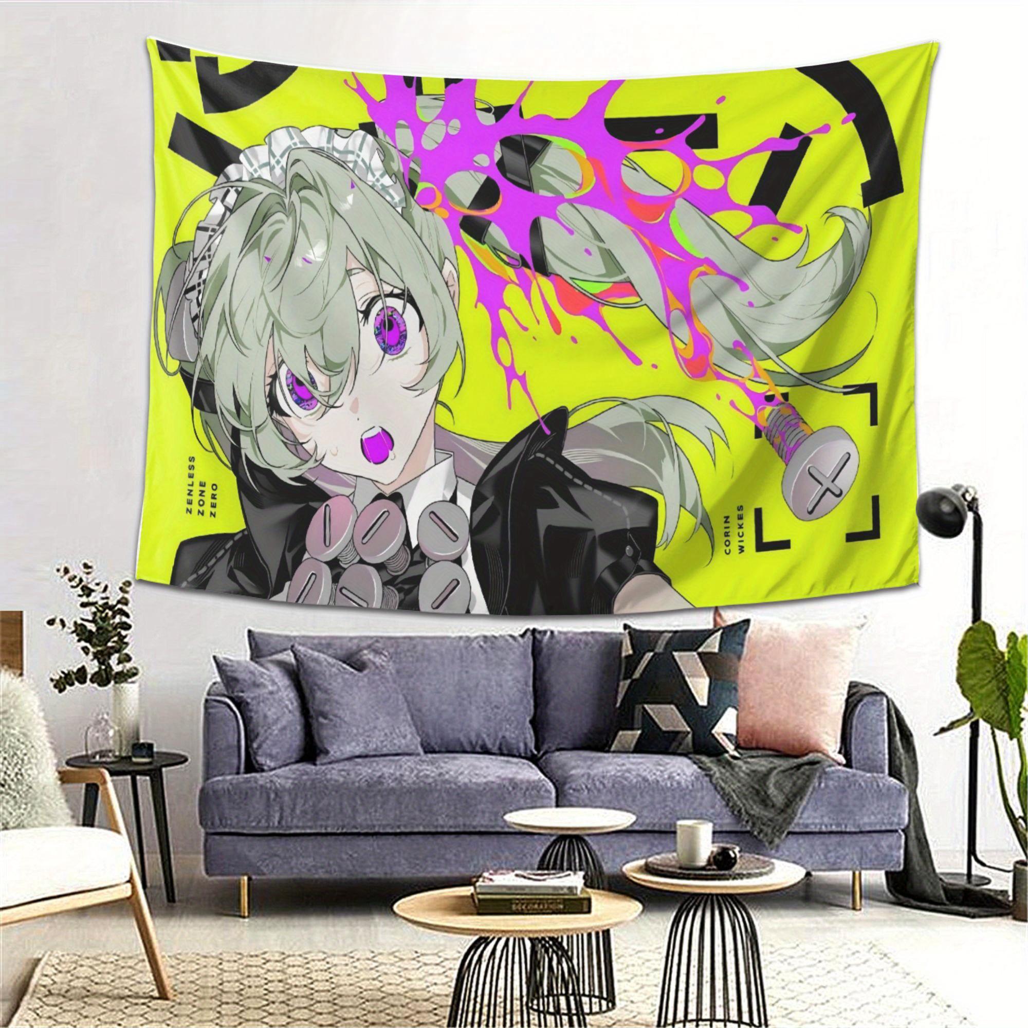 

1pc Vibrant AnimeStyle Tapestry with Pink Hair Purple Eyes Durable WrinkleResistant Polyester Wall Hanging 74x94cm(29x37in)