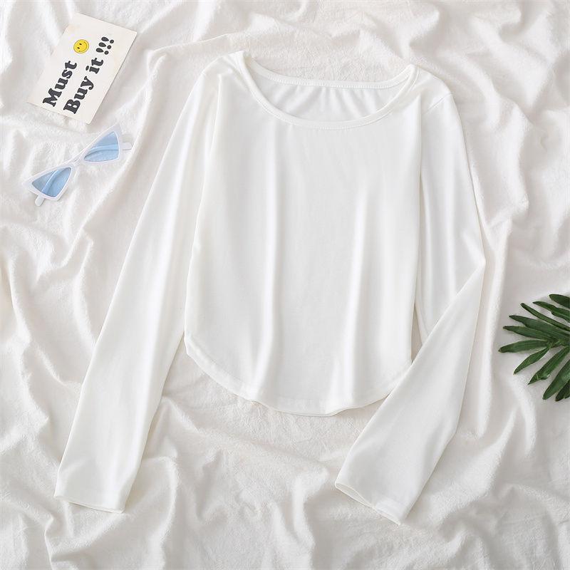 Jednobarevné tričko s čtvercovým límečkem Basic Dlouhý rukáv Dámské Tričko Ležérní Tílko Tenký Dámský Top Móda Tričko Y2k Streetwear