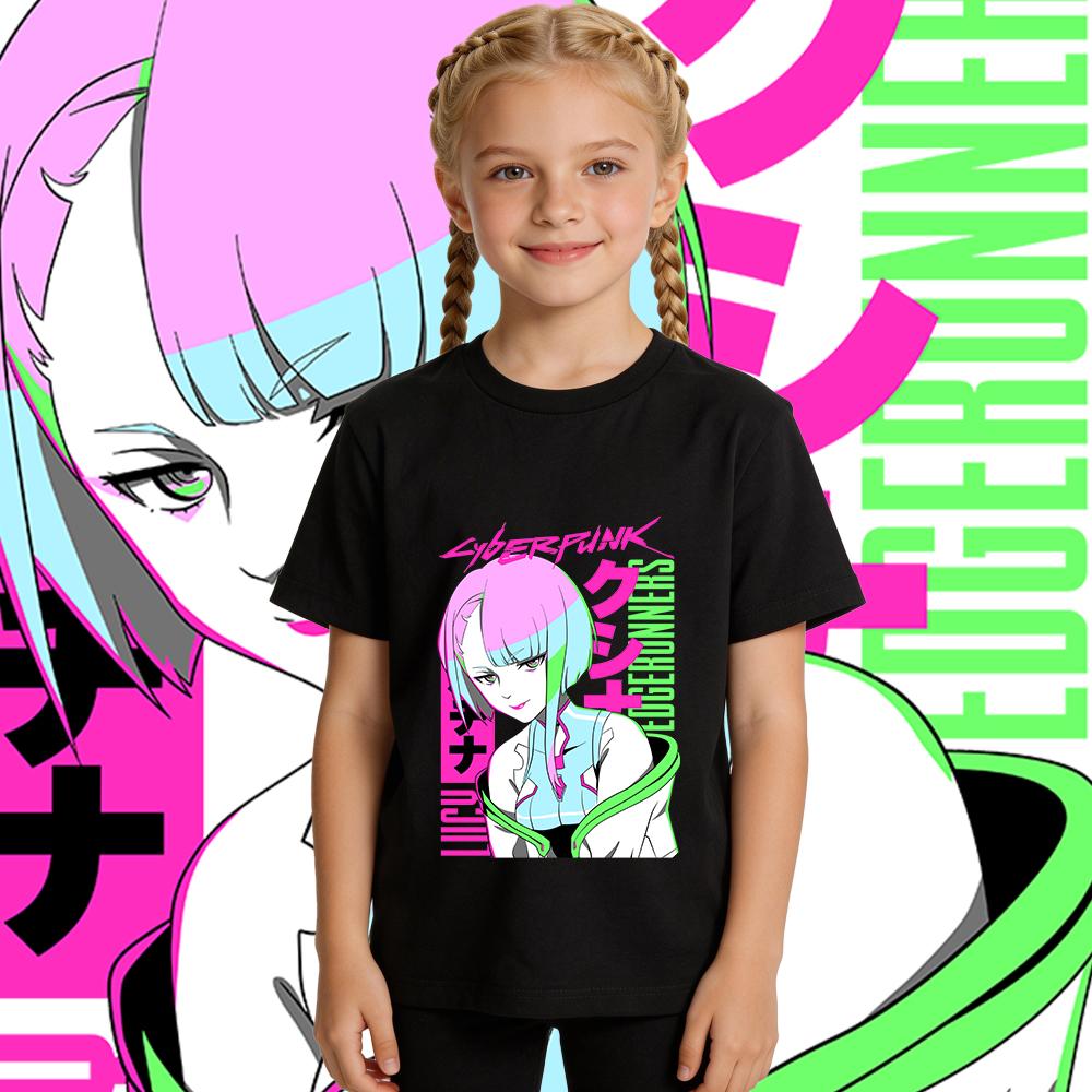 Cyberpunk Edgerunners Lucy Anime Print Boys Girls Cotton T Shirt Kids Casual Short Sleeve Top Soft Breathable Summer Clothes