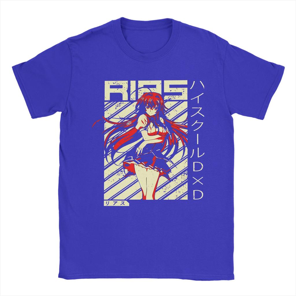 Streetwear High School DxD Lustiges Anime DxD Rias Gremory Retro T-Shirt Herren Baumwolle Kurzarm Rias Gremory O-Ausschnitt Sommer Tops