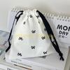49MD Drawstring Bag Small Gift Portable Cosmetic Bag Drawstring Storage Bag Bows Makeup Bag