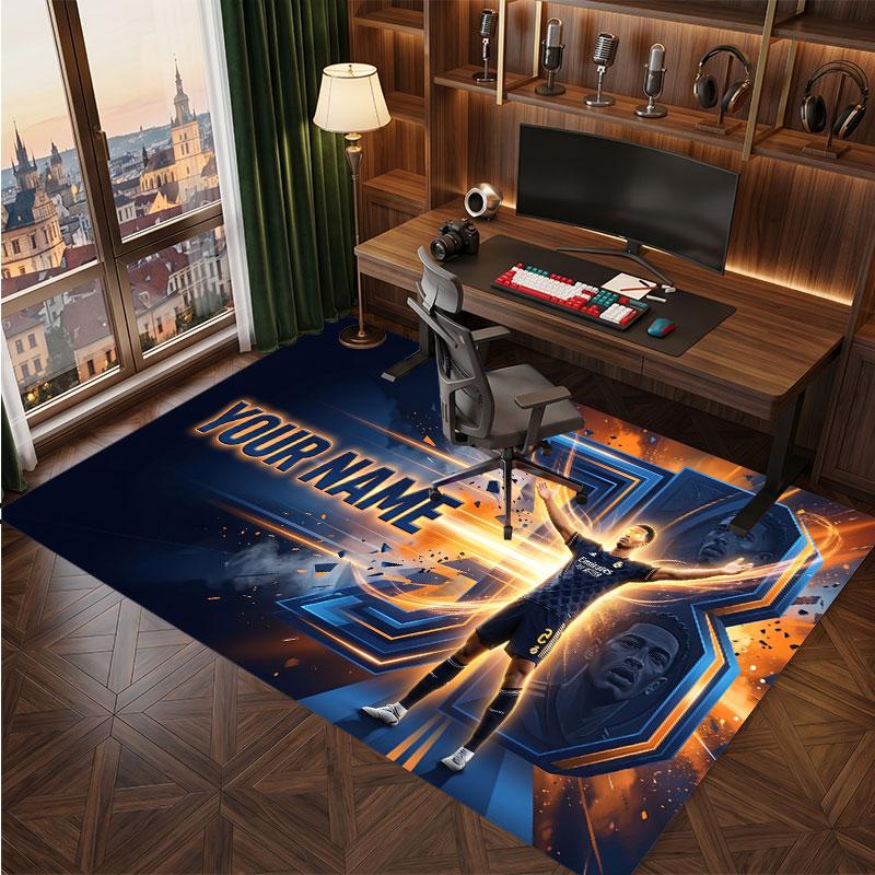 Jude Bellingham Custom Crystal Velvet Rug, Personalized Name Text Print, Football Logo Soft Non‑Slip Floor Mat Home Decor Gift