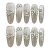 10PCS Cat Eyes False Nails with Rhinestone Sweet & Charming Reusable False Nails for Hot Girl Dress Matching