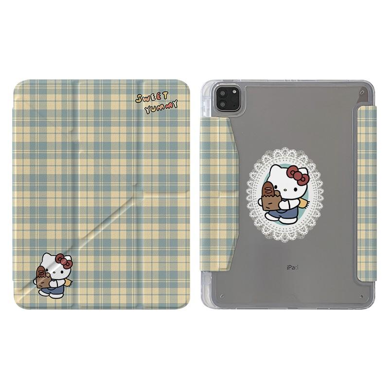 Kawaii Bear Polka Dot Y-Fold Tri-Folio Case IPad 11 Air 7 6 10 With Pencil Slot Cartoon Style