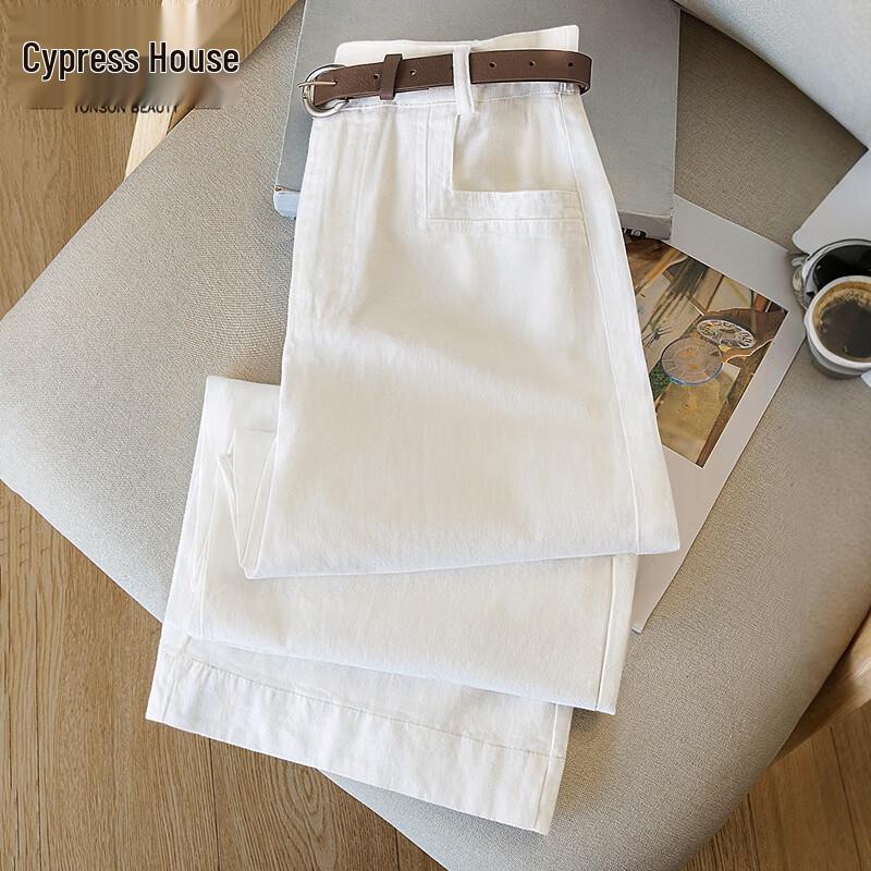 

Sibaishi Women s Drapey Loose Wide-Leg Elastic Waist Jeans S