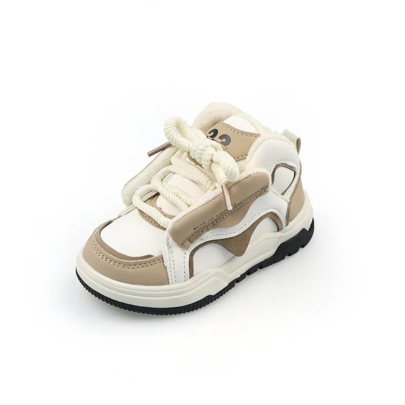 Winter Children's Sneakers Warm Plush Girls Causal Cotton Shoes Fashion Versatile Kids School Running Sports Shoes for Boys New