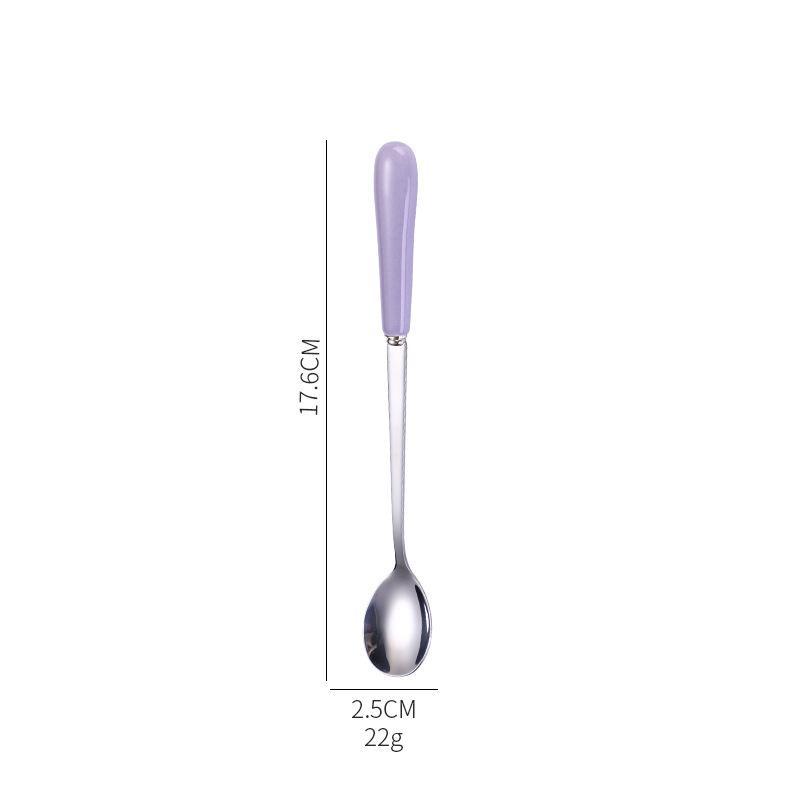 Dessert Espresso Ceramic Handle Stainless Steel Teaspoon Stirrer Coffee Spoons Stirring Tool