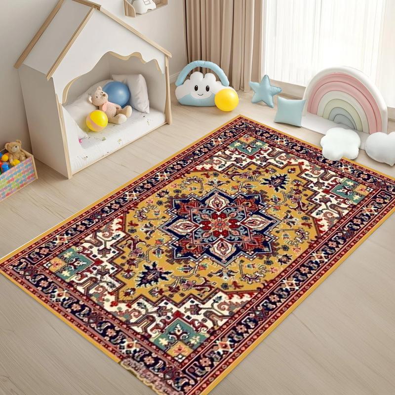 European Retro Large Carpet for Living Room Luxury Decoration Rug Non-slip Bedroom Cloakroom Washable Soft Mat  Bedroom Decor