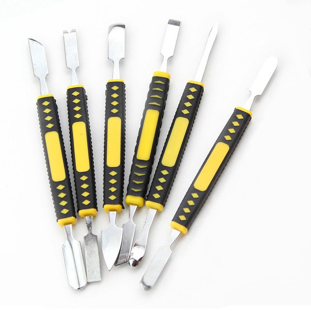 6 in 1 Mobile Phone Prying Tool Kit Dual End Metal Scraper Crowbar Heavy Duty Professional Smartphone Tablet Repair