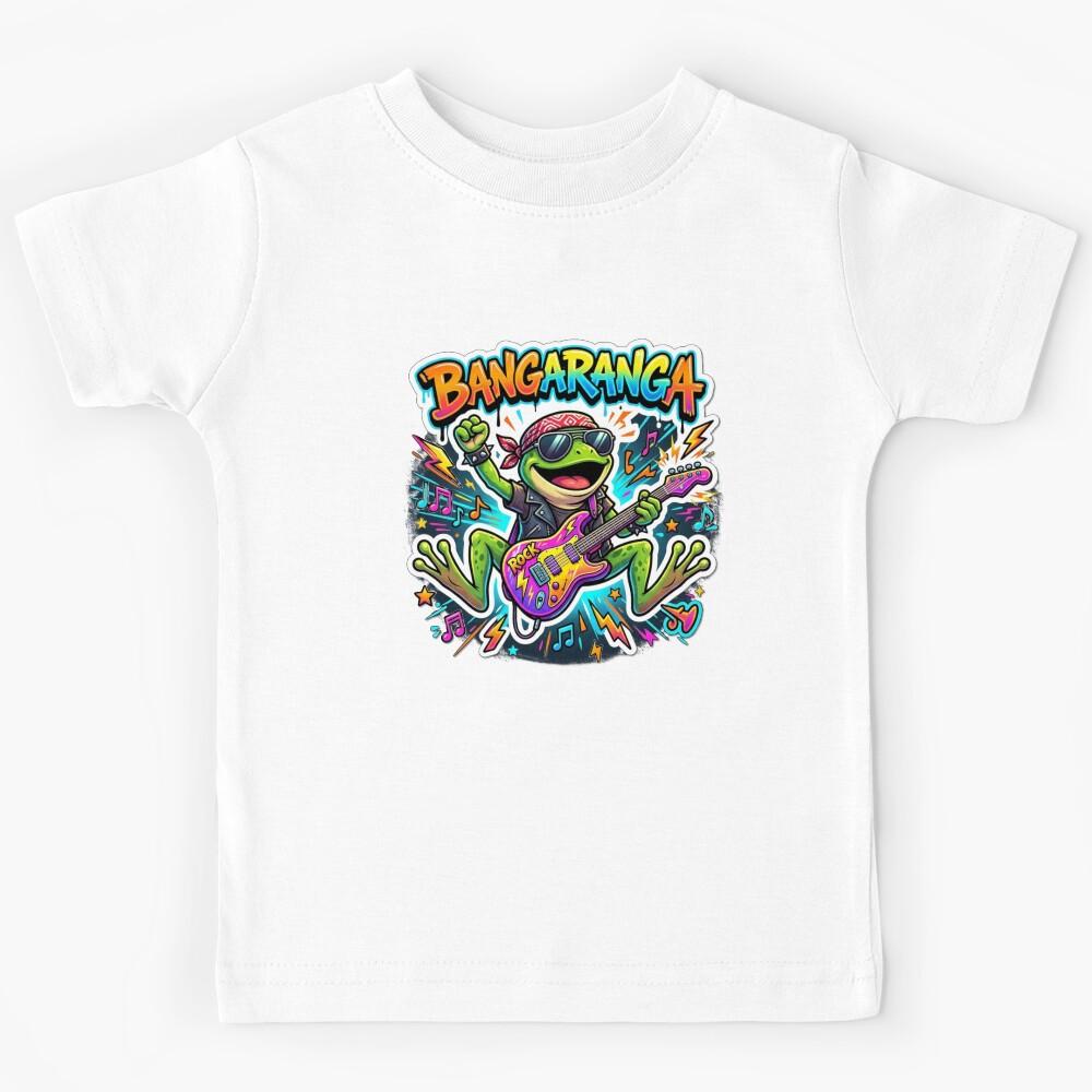 BANGARANGA Rock Star Frog – Electric Guitar Cartoon Graffiti Art Kids T-Shirt 120
