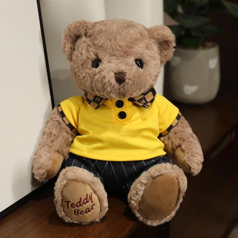 High Quality Soft Teddy Bear Plush Toys Tie Bear Doll T-shirt Paul Teddy Bear  Cute Pillow Animal Cushion Children Birthday Gift