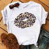 New Unisex Pink Lips Leopard Graphic T Shirt Casual Fahion Oneck Sexy Black Tees Kiss Lip Funny Girls Tshirtdrop Shipping