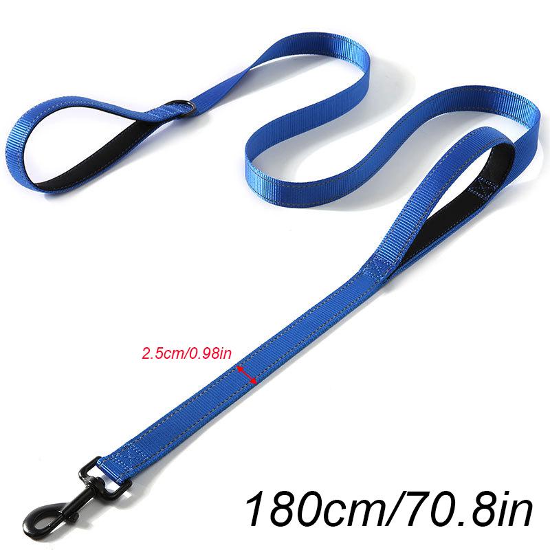 1.8m Two Handle Heavy Duty Nylon Dog Leash For Training Control Guard Rope Walking Cat Dog Harness Lead Reflective Night Safety