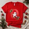 Christmas SantaAlphabet Letter Print T-shirt Short Sleeve Crew Neck Casual Top Kids Festive Holiday Women's Clothing Top