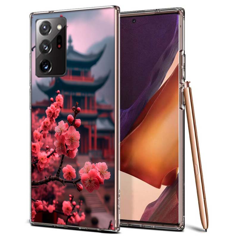 Snowy Peach Blossom Tree in Front of the House Phone Case for Samsung A55 A35 A25 A15 A07 A05S A16 A17 A26 A36 A37 A56 A57 Galax