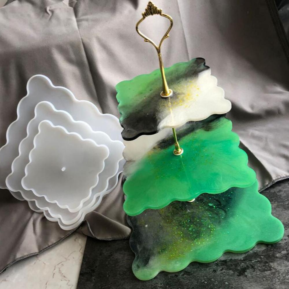 Three-layer Fruit Plate Tea Plate Silicone Molds Cup Pad Epoxy Resin Casting Mould for DIY Epoxy Resin Home Table Decoration